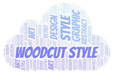 Obraz premium Woodcut Style word cloud.
