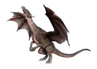 3D Rendering Fairy Tale Dragon on White