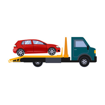 Roadside assistance tow truck illustration car