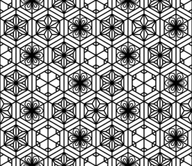 Seamless pattern based on Japanese geometric ornament .Black and white.