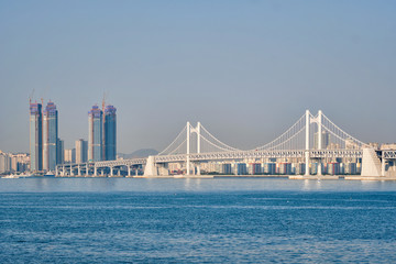 Gwangan Bridge and skyscrapers in Busan, South Korea