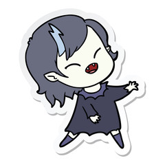 sticker of a cartoon laughing vampire girl