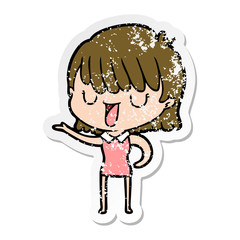 distressed sticker of a cartoon woman