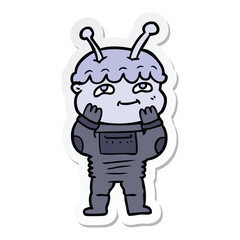 sticker of a surprised cartoon spaceman