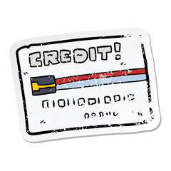 distressed sticker of a cartoon credit card