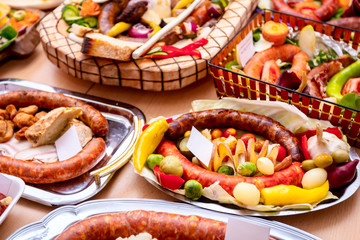 Traditional sausages are arranged for review at food contest