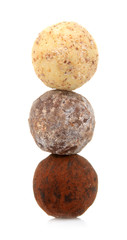 Fototapeta premium chocolate candies. candies of different chocolate on a white isolated background. close-up