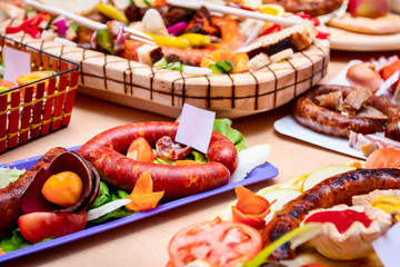 Traditional sausages are arranged for review at food contest