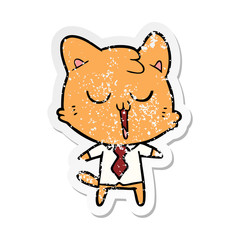 Obraz na płótnie Canvas distressed sticker of a cartoon cat in shirt and tie