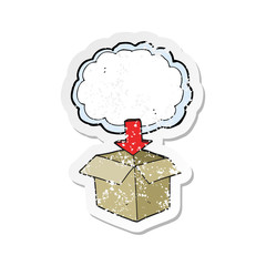 retro distressed sticker of a cartoon download from the cloud symbol