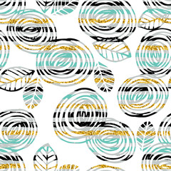 Fototapeta na wymiar Abstract floral seamless pattern with roses on striped background.