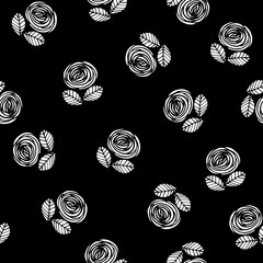 Abstract floral seamless pattern with roses. Trendy hand drawn textures.