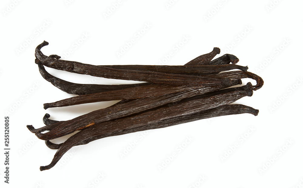 Sticker vanilla beans isolated on white