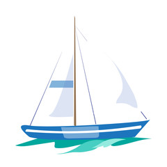 Sailboat on the Water. Vector Illustration