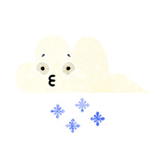 retro illustration style cartoon snow cloud