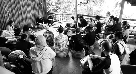 Chiang Mai, THAILAND  - JANUARY 08, 2019 :Handpan und Hang Drum Workshop Basics .