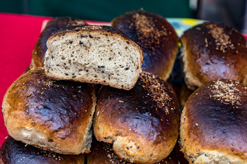 home baked bread on a farmers market