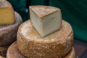 peace of cheese on a farmers market