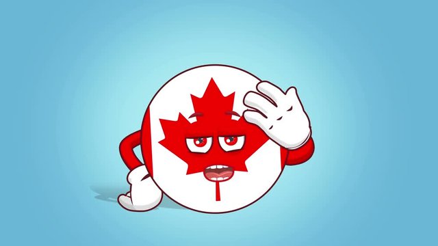 Cartoon Icon Flag Canada Unhappy Upset Speak with Face Animation with Alpha Matte