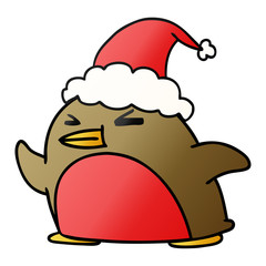 christmas gradient cartoon of kawaii robin