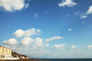 Beautiful view on the seaside and sky.