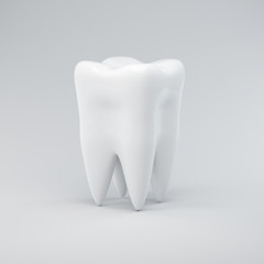 3d dental illustration of a tooth, on a gray background. Render