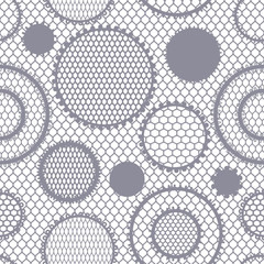 Seamless lace pattern with circles. Vintage textile.