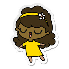 sticker cartoon of cute kawaii girl