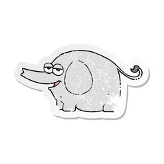 retro distressed sticker of a cartoon elephant squirting water