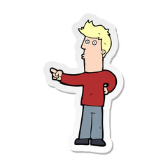 sticker of a cartoon man pointing