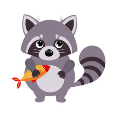 Fototapeta na wymiar Raccoon. Funny Alphabet, Animal Vector Illustration