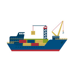 Tanker Cargo Ship with Containers. Vector Illustration