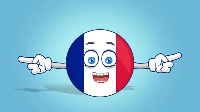 Cartoon Icon Flag France Double Side Pointer Speak with Face Animation with Alpha Matte