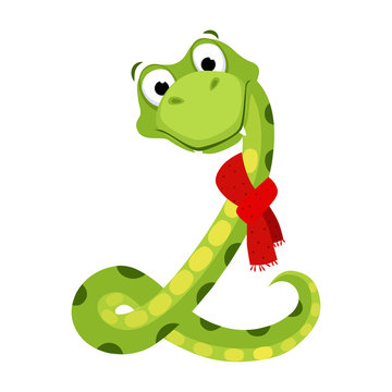 Snake. Funny Alphabet, Animal Vector Illustration