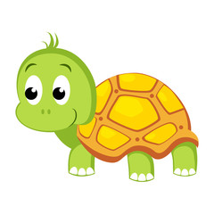 Turtle. Funny Alphabet, Animal Vector Illustration