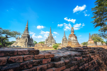 Fototapeta premium Landscape of ancient pagoda in Buddhist temple Thailand. 