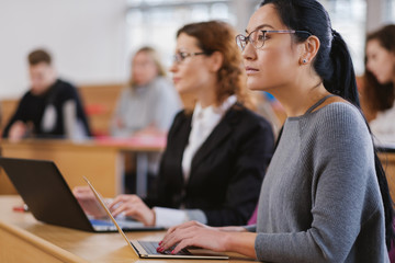 Multinational group of students in an auditorium