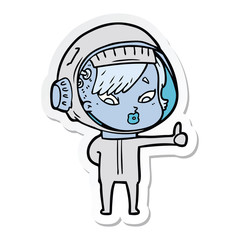 sticker of a cartoon astronaut woman