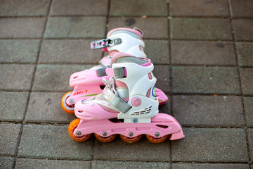 Close up view of inline skate or rollerblade