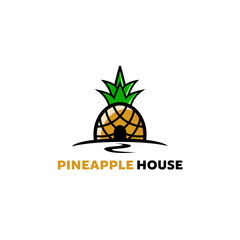 Creative Artistic Pineapple house Fruit Logo Symbol Design Illustration