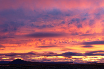Sonnenuntergang am Myvatn, Island