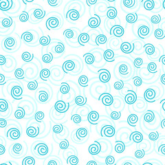 Abstract doodle curly blue geometric seamless pattern