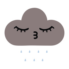 flat color retro cartoon storm rain cloud