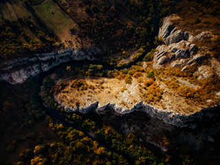 Fototapeta na wymiar Drone aerial view of cliffs in national park Cheile Nerei