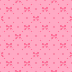 Vector seamless pattern with beautiful bows on pink background