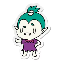Fotobehang sticker cartoon kawaii of cute vampire girl © lineartestpilot