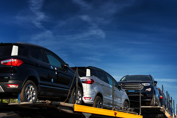 Vehicles loaded and ready for delivery dealership