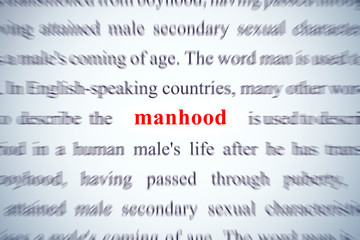 manhood closeup of the word
