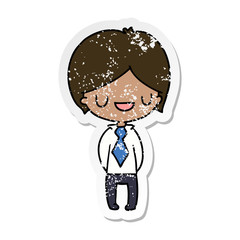 distressed sticker cartoon of a kawaii cute boy