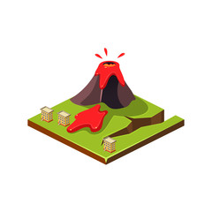 Volcano Eruption and Lava. Natural Disaster Icon. Vector Illustration